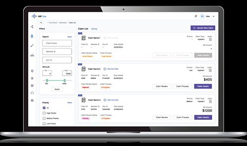 HIP One in WISeR production — claim list with member IDs, dates, review status